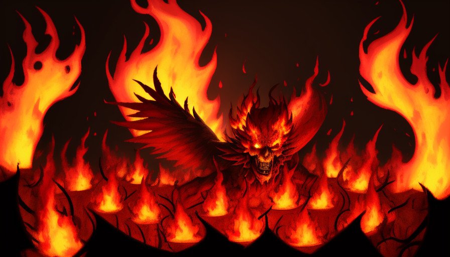 Blazing flames in hell